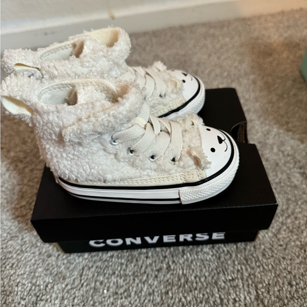 Converse White Fuzzy Baby Sneakers
